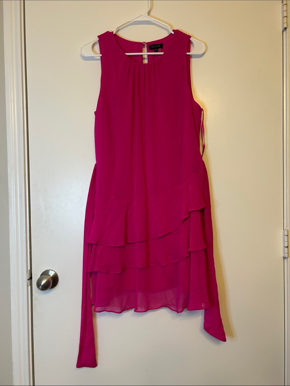 1 State Bright Fuchsia Layered Ruffle Mini Dress Size M